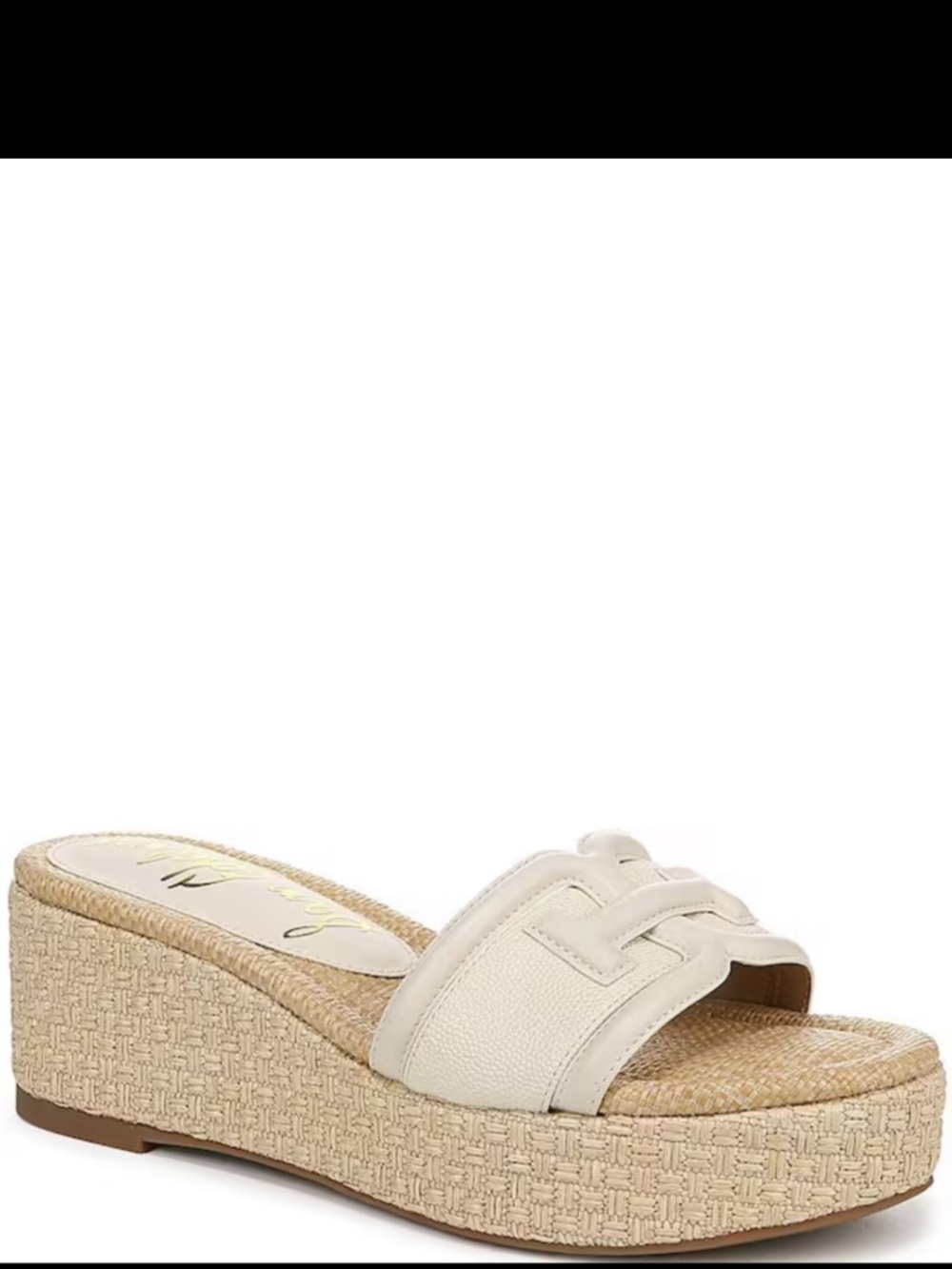 Sam Edelman Pauleena Leather Ivory Cream Woven Platform Slide Wedges 6